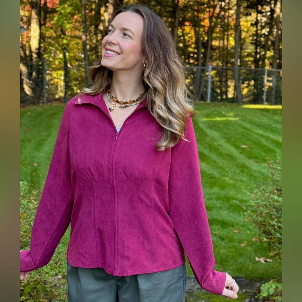 Sonoma Lifestyle Jacket suede like material beautiful Pink-Burgundy color size L
